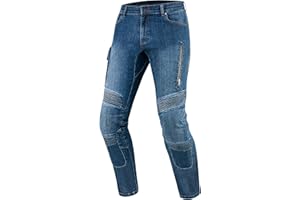 REBELHORN Vandal Jeans da Moto Uomo | Fodera in Fibra Aramidica | Protezioni per Ginocchia e Fianchi SAS-Tec | Tasca per Protezione del Coccige | 2 Canali di Ventilazione | Tapered Fit