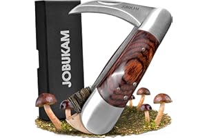 JOBUKAM Pilzmesser mit Bürste 19,3cm im ausgeklappten Zustand - Schwammerlmesser aus hochwertigen Edelstahl - Pilzmesser mit Pinsel als optimaler Zusatz für den Pilzkorb - Pilzbürste, Pilzpinsel, Pilz Messer