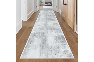 JOJOSEE Carpet Runners, 60x300cm Hallway Runner, Washbale Rugs for Hallway Non Slip Kitchen Runner Rug Low Pile for Kitchen Entryway Laundry Living Room (Grey Abstract, 60 x 300 cm)