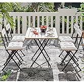 4 Person Cushioned Bistro Set Garden Table Chair White 1431