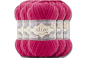 HOBBY YARN Alize Velluto - Lot de 5 pelotes de laine turque - 100 g chacune - Super Bulky - Pelote XXL - Pour amigurumi - Douce - Laine bébé, pour crochet et tricot (Bougainvilliers - 798)