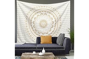 Daelesr Tapisserie Murale Grande 200x150cm,Tapisseries Hippie Mandala, Couverture Tenture Murale Bohème Lune et Soleil, Tapisserie de Literie Tissu Suspendue pour Décoration Chambre Salon (Mandala D)