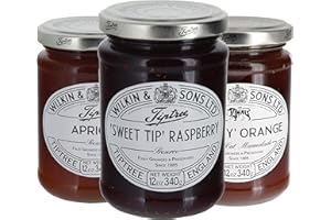 PREMIUM PENGUIN Tiptree Lot de 3 conserves de fruits – Abricot, framboise et orange hulotte – Facile à étaler et idéal sur toast, biscuits, et plus encore !