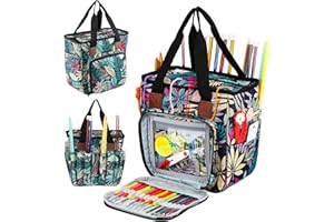 JOZEA Yarn Storage Portable Bag, Normal Capacity Knitting Projects Organizer for Yarns, Crochet Hooks, Knitting Needles