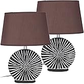 Set Di 2 Lampade Da Tavolo Zen Garden In Ceramica Antracite | Paralume In Iuta | Altezza 38cm - Foto 9