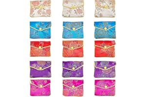 NBEADS 15pz Sacchetti di Seta per Gioielli, 5 Colori Borsa di Gioielli In Broccato Tradizionale Cinese Sacchetti Regalo per Gioielli, Bomboniere
