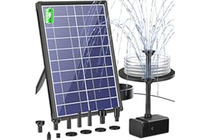 ‎BILING Biling Solarbrunnen mit Akku, 7,5 W Solar-Teichpumpe mit 3600 mAh Batterie Schwimmende Solarpump Fontäne mit 10 Sprühstilen, Solar Springbrunnenpump ideal für Gartenteich, Wasserspiel und Vogelbad