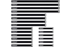 Wisdompro Klett Kabelbinder Schwarz 20 Stück, Klettband Kabelbinder Wiederverschließbar, Kabelbinder Set zum Organisieren von Kabeln, Yogamatten, Fahrrädern, Rohren (Gemischte Größe)