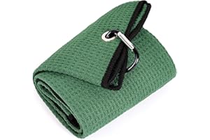 Mile High Life Serviette De Golf Microfibre Tissu Microfibre Haut De Gamme Tissu Nid d’Abeille Clip Mousqueton Robuste(Vert)