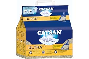 CATSAN Ultra Plus – Katzenstreu aus feinen natürlichen Tonkörnchen – 1 x 5 Liter