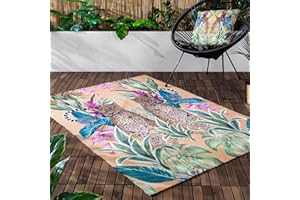 Wylder Tropics Kali Leopards Outdoor/Indoor Rug – Leopard Print Design (Gold – 120 x 170cm)