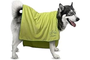 Pawpiz® Dog Drying Towel – Large 120 x 70 cm – Super Absorbent, Quick Drying & Extra Soft Microfibre Towel – Designed for Dogs & Cats (Olive Green)