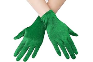 EORUBE guantes de satén de la década de 1920 para mujer Guantes de ópera cortos Guantes de banquete hasta la muñeca Guantes de disfraces de Halloween para fiestas de té