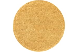 RugVista Comfy, Tappeto per cameretta bimbi, ∅ 100 cm, Tappeto per bambini, Tappeto da gioco, Tappeto da gioco, handloom, Fatto a macchina, Pelo alto, No sostanze nocive, Giallo