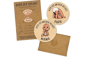 ZUKLA Entscheidungsmünze Mama Papa aus Holz - Geschenke zur Geburt für die Eltern - Babyparty Geschenk, Schwangerschaft Geschenk für Werdende Mütter & Väter