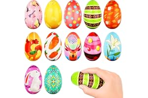 JIAABCHOMO 12 Pcs Easter Eggs Squishy Toy Stress Relief, Easter Egg Hunt for Boys Girls, Gifts Party Favor (2.55''/6.5cm)