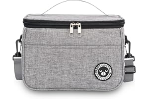 BALIGO izolowana torba na lunch 6.4L, torba chłodząca, torba na lunch Bento z paskami na ramię,składana termiczna torba na lunch do pracy podróży pikniku biurowego (Szary, 9L)