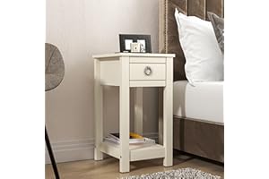 Galano Laurel Bedside Table - Stylish Side Table with Storage - Slim Bedside Table Drawer - Nightstands Bedroom Furniture - Storage Cabinet for Hallway Entryway or Bedroom-Ivory