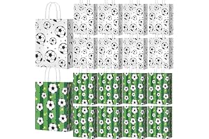 OMZSXK Fußball Papiertüten, 16 Stück Fußball Geschenktüte, Fussball Geburtstag Tüten, Fußball-party Geschenktüten, Fußball-goodie-taschen, Geschenktüten Fußball Kindergeburtstag, Süßigkeitstüten, Papiertüten