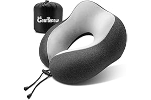 ‎GENTLEPAW Gentlepaw Nackenhörnchen, Nackenkissen Kinder für Reise in Flugzeug, Auto, Zug, Memory Foam Reisekissen Erwachsene, U-förmiges Kissen mit niedlichem Tiermotiv, Kopfkissen Abnehmbarer (Schwarz)