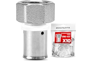BOOPARTS – 10 Pièces – Manchon Femelle à Sertir Ø16–1/2"F(15/21) | Raccord Droit Multicouche Contour TH | Raccord Plomberie Étanche pour Chauffage et Eau Sanitaire