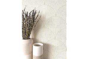 NEWROOM Tapete Beige Vliestapete Bogen - Mustertapete Modern Grau Weiß Linien Ästhetik Boho Minimalistisch inkl. Tapezier-Ratgeber