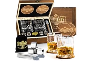 Whisiskey - Whisky Gläser Set - Whiskey Geschenkset - Whiskygläser - Geschenke für Männer – Männergeschenke - Geburtstagsgeschenk Mann - Geschenk Papa - Geschenkbox, Tumbler Gläser, Steine & Zubehör