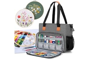 Luxja Aufbewahrungstasche Stickerei Set, Handarbeitstasche für Embroidery Werkzeug, DIY Tasche für Kreuzstich Set, (Leere Tasche), Grau