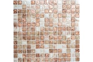 CONWIRE Mattonelle a mosaico Goldstar, colore bianco bronzo, per pavimenti, pareti, bagno, WC, doccia, cucina, specchio, rivestimento vasca da bagno