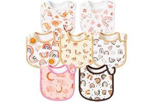 2OOYA 7PCS Baby Bibs for Boys Girls Cotton Waterproof Baby Bibs Absorbent Dribble Bibs Infant Feeding Bibs Soft Polyester Cotton Adjustable for Baby Shower Birthday Gift Christmas 6-12 Months