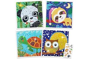 IJHYGD Diamond Painting Bambini Animali Set di 4 pezzi 5d Diamond Painting Mosaico Bambini Pittura Diamante Diamantini Crystal Art Disegni Con Diamantini Regalo Per Bambina Di 7 Anni Diamond Art 15x15 cm