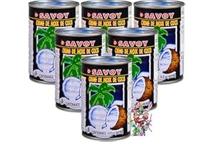 YOAXIA MARKE yoaxia ® - 6er Pack - [ 6x 400ml ] SAVOY Kokoscreme Kokosnusscreme Kokos Creme / Coconut Cream + ein kleines Glückspüppchen - Holzpüppchen