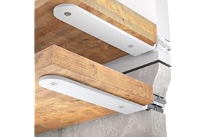 WELDUN - Paquete de 6 soportes flotantes en L para estantes de 15 cm, de metal resistente, para colgar en la pared, color blanco