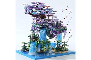 Yushinv Sakura Tree House Building Blocks Kit with Gift Box 4574 Pieces, Original Music Cherry Tree Bonsai Building Kit Type: Symphony, Japan Sakura Tree House Lights Building Kit, Bonsai Tree Cherry