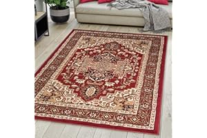 Mazovia Tappeto Salotto Moderno Orientale e Vintage Pelo Corto - Tappeti Soggiorno Turchi Originali - Tappeti Camera da Letto - Tappeti Salotto Grandi Dimensioni - Boredaux Rosso Scuro 200x300 cm