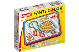 Quercetti FantaColor Tab 150 Chiodini per Bambini 3 anni, Giochi da Tavolo Bambini 3-6 Anni, Educativo e Creativo, con Tavoletta, Guida e Cestello, Giochi 3 Anni fino a 6 Anni, Made in Italy