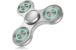 Coolden Fidget Spinner Metall Leuchtend Finger Fidget Toys für Kinder Erwachsene Hand Spinner Stainless Steel Bearing Sensory Handkreisel ADHS Anti Stress Spielzeug Fidget Toy Silber
