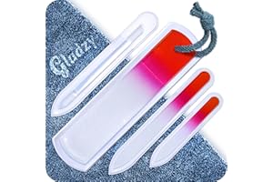 GLADZY Juego de Limas de Cristal Checo para Uñas - Lima de Callos, Empujador de Cutículas de Precisión, Doble Superficie de Granos Diferentes, Manicura y Pedicura, Cuidado de las Uñas y Nail Art Profesional