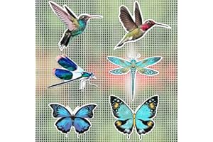 MWOOT 12 Pezzi Screen Door Decals,Magneti a Colibrì Farfalle Libellule per Porte a Schermo,Doppia Faccia Schermo Protezione Magnetica è Adatto a Proteggere Bambini e Animali Domestici(6 Stili)