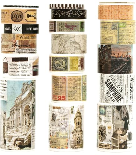KAVI' S Washi Tape Set 9 Rotoli nastro adesivo colorato colorato decorativo per Forniture Artigianali Fai da te e Decorazioni (Dark Night