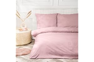 VEL VET HOME VelvetHome Onyx, biancheria da letto 155 x 220 cm e federa 80 x 80 cm, 100% morbida microfibra, copripiumino con chiusura lampo, set di biancheria da letto traspirante, 155 x 220 cm, rosa cipria