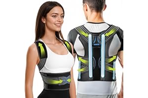 Rakiie Correttore di postura per uomo e donna, tutore per schiena completo migliorato con supporto migliorato, raddrizzatore per spalle con cuscinetti imbottiti e cinghia di sollievo