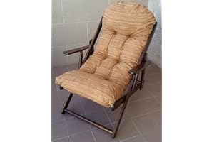 LIBEROSHOPPING Butaca relax de madera Harmony Lusso, reclinable y plegable con cojín superacolchado, 100 cm de altura, ideal para sala de estar, cocina y salón o en exteriores