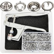 100 Boutons Pression Métal Noir & Argent – Kit 7.5mm 8.5mm 10mm 12mm + Boîte Rangement, Couture Vêtements & DIY