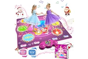 PLEGBLE Tanzmatte Kinder, Tanzmatte Mädchen mit Zwei Armbänder, Bluetooth, 6 Spielmodi, 13 Musiktitel, Plug & Play, 92 x 89 cm musikmatte, Kinder ab 3 4 5 6 7 8 10 Jahren
