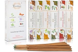 raajsee Incense Sticks 6 Pack Variety Set 15gm Each,Divine Meditation-Power Chakra-Eternal Blessing-Sensual Ecstasy- Sacred Ritual- Ancient Yoga- Spa Collection