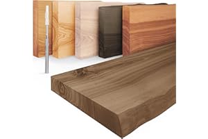 LAMO Manufaktur mensola in legno con bordo naturale, mensola sospesa modello Invisible, colore Nocciola 90cm, LW-01-A-004-90W