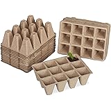 Relaxdays Anzuchttöpfe 24er Set, Anzuchtplatten für 288 Setzlinge, Papier, biologisch abbaubar, HBT: 5x16,5x12cm, Natur