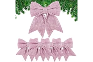 BHGT 5 Stück Weihnachtsschleifen Glitzer Schleifen Weihnachtsbaum Bogen Schleife Weihnachtsbaum Schleifen Deko Weihnachtsbaumschmuck Schleifen für Zuhause Festival Party Baumkranz Dekorationen (Rosagold)