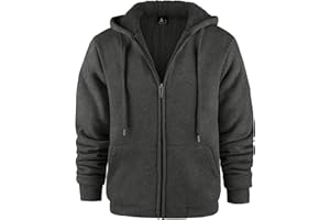 JACKETOWN Sweat Homme Capuche Zippé Veste Polaire Chaude Hiver Sprort Doublé Sweat-Shirt à Capuche Doublure Hoodie